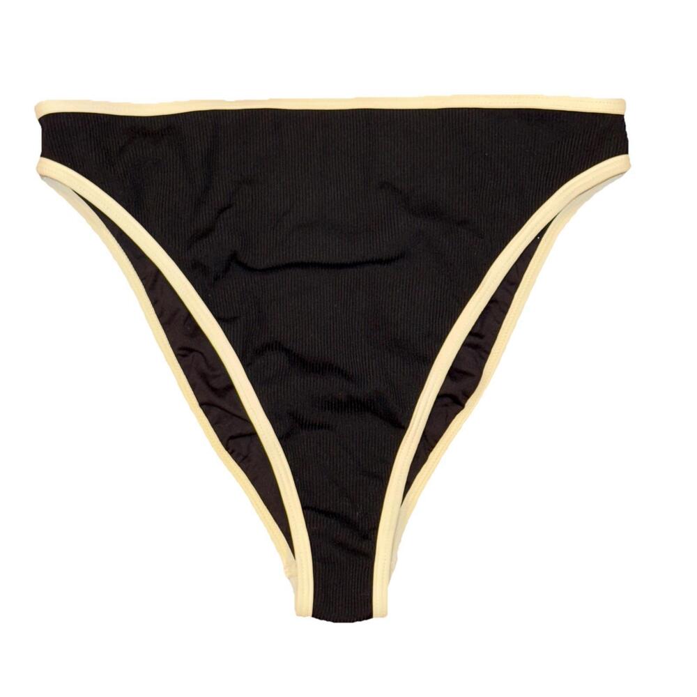 New LSPACE  Ribbed Bikini Bottom Size M Black and Cream